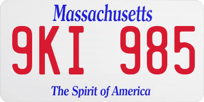 MA license plate 9KI985