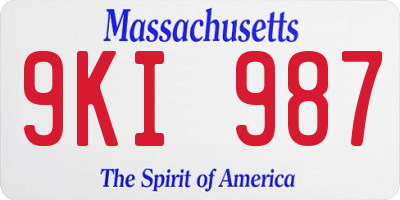 MA license plate 9KI987