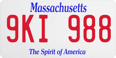 MA license plate 9KI988