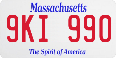 MA license plate 9KI990