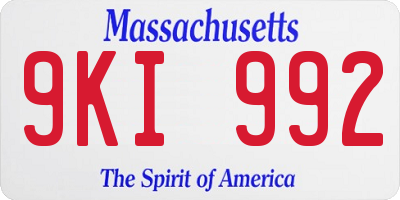 MA license plate 9KI992