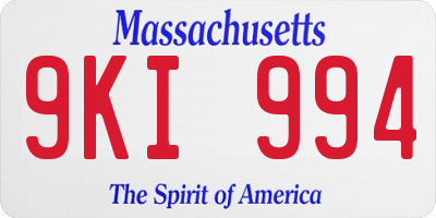 MA license plate 9KI994