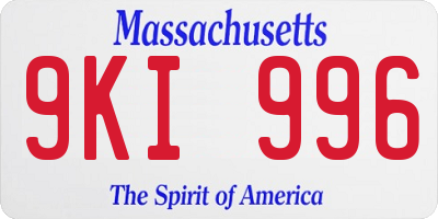 MA license plate 9KI996