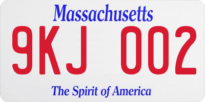 MA license plate 9KJ002