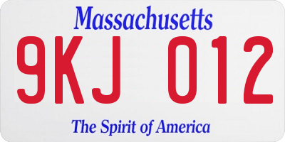 MA license plate 9KJ012