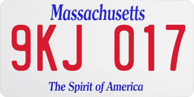 MA license plate 9KJ017