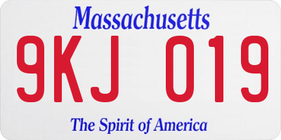 MA license plate 9KJ019