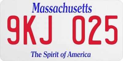 MA license plate 9KJ025