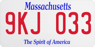 MA license plate 9KJ033