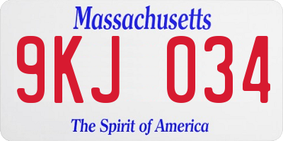 MA license plate 9KJ034