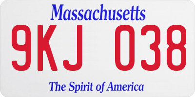 MA license plate 9KJ038