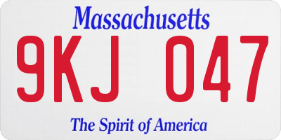 MA license plate 9KJ047