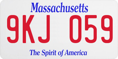 MA license plate 9KJ059