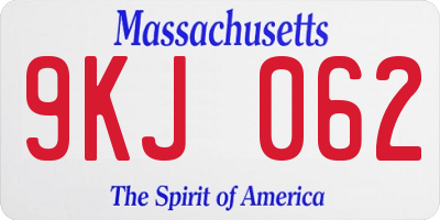 MA license plate 9KJ062