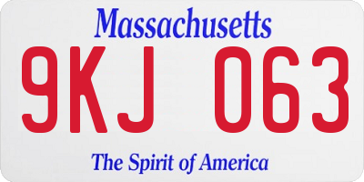 MA license plate 9KJ063