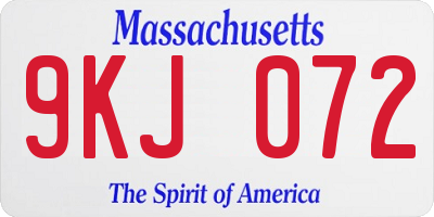 MA license plate 9KJ072