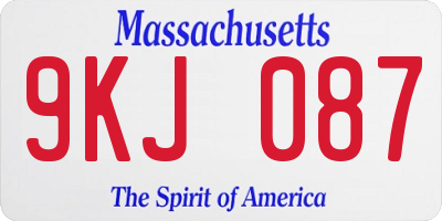 MA license plate 9KJ087