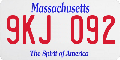 MA license plate 9KJ092