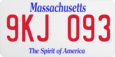 MA license plate 9KJ093