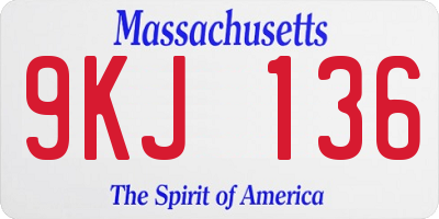 MA license plate 9KJ136