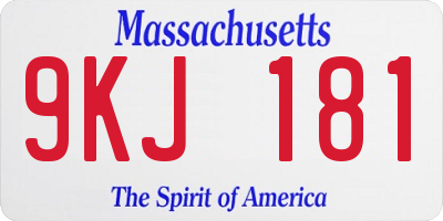 MA license plate 9KJ181
