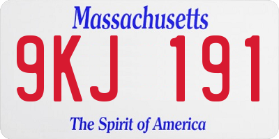 MA license plate 9KJ191