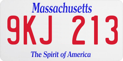 MA license plate 9KJ213