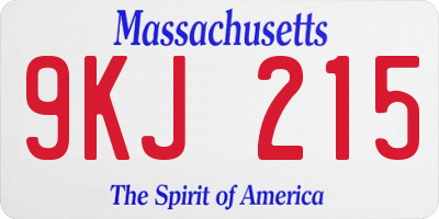 MA license plate 9KJ215