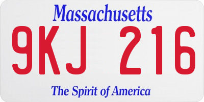 MA license plate 9KJ216