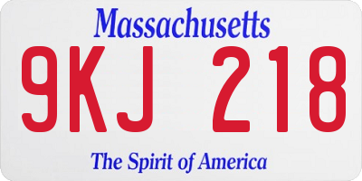MA license plate 9KJ218