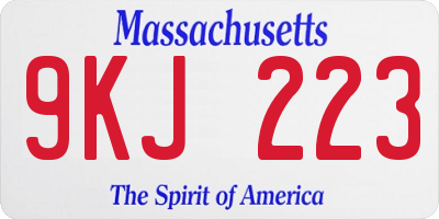 MA license plate 9KJ223