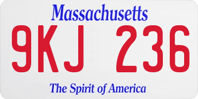 MA license plate 9KJ236