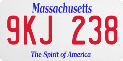MA license plate 9KJ238