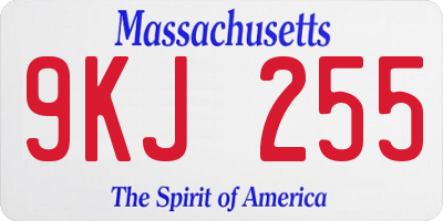MA license plate 9KJ255