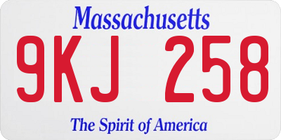 MA license plate 9KJ258