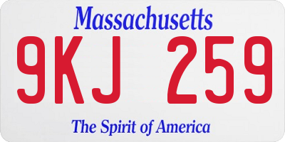 MA license plate 9KJ259