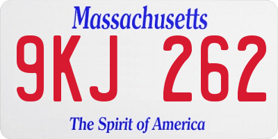 MA license plate 9KJ262