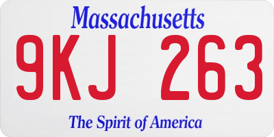 MA license plate 9KJ263