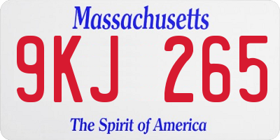 MA license plate 9KJ265