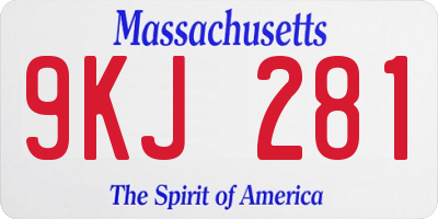 MA license plate 9KJ281
