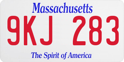 MA license plate 9KJ283
