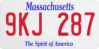 MA license plate 9KJ287
