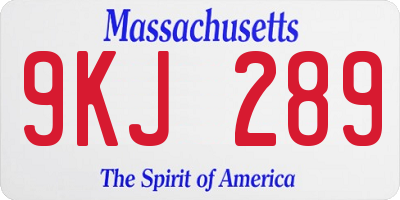 MA license plate 9KJ289