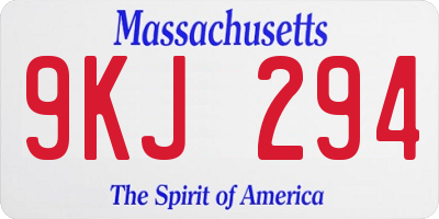 MA license plate 9KJ294
