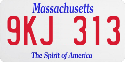 MA license plate 9KJ313