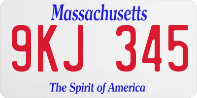 MA license plate 9KJ345
