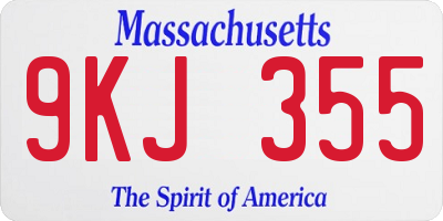MA license plate 9KJ355