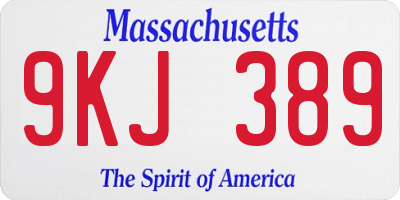 MA license plate 9KJ389