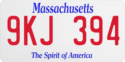 MA license plate 9KJ394