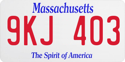 MA license plate 9KJ403